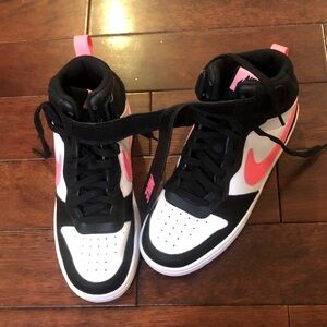 Nike Girls Black and Pink High-Top Sneakers
